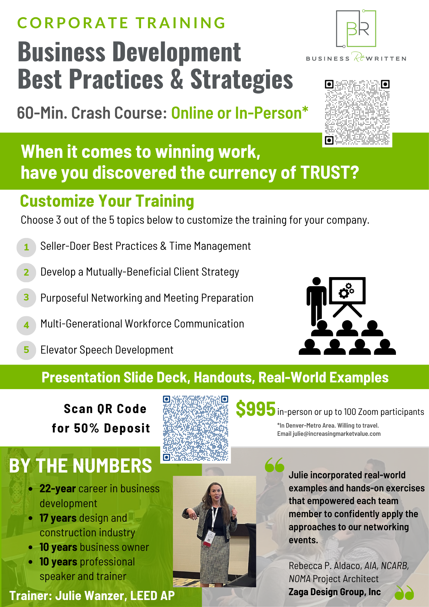 50% DEPOSIT FOR: Business Development (BD) Training: Best Practices & Strategies