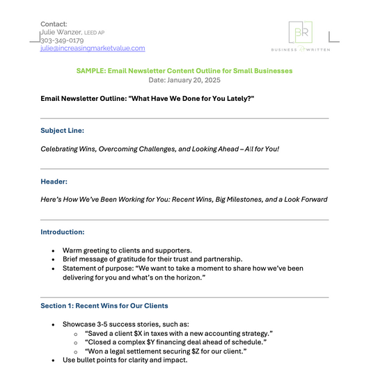 Materials for Email Newsletter Marketing Training