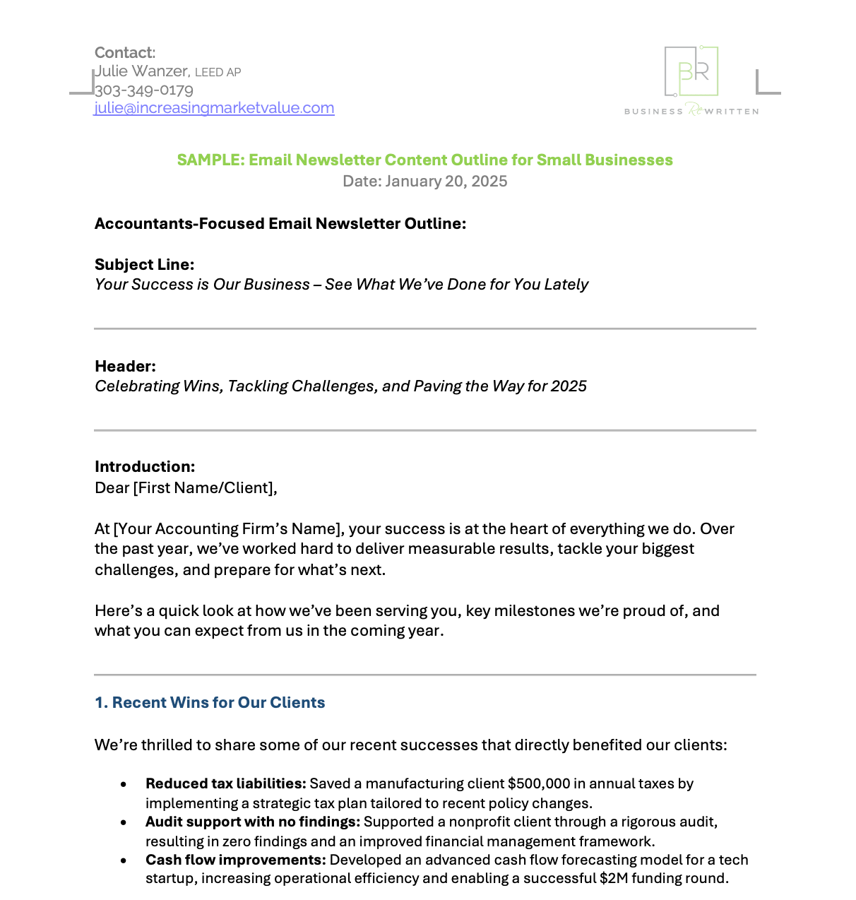 Materials for Email Newsletter Marketing Training